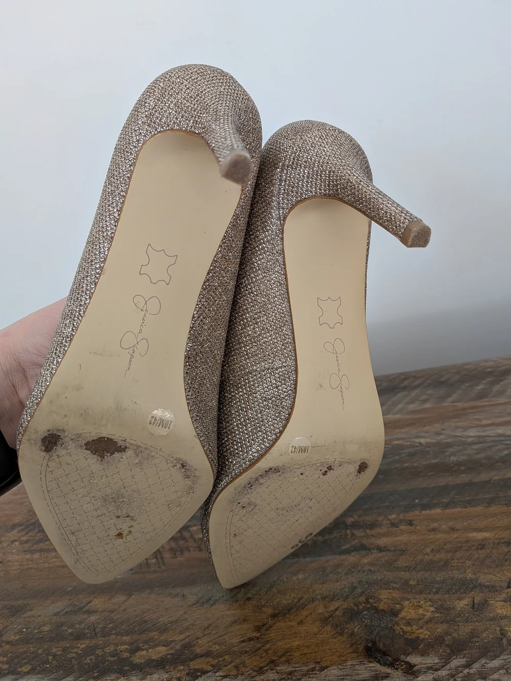 Jessica Simpson Glitter Pointed-Toe Pumps - Champagne